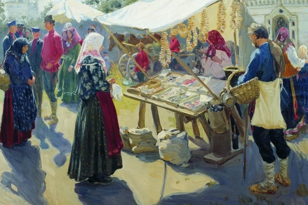 Базар с баранками. 1910 г.